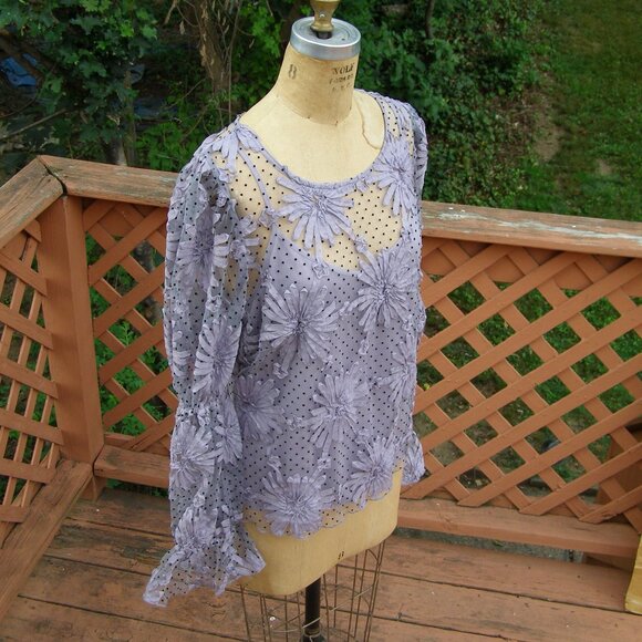 NWT sz XL 10-12 Polka Dot Floral blouse - Picture 6 of 13